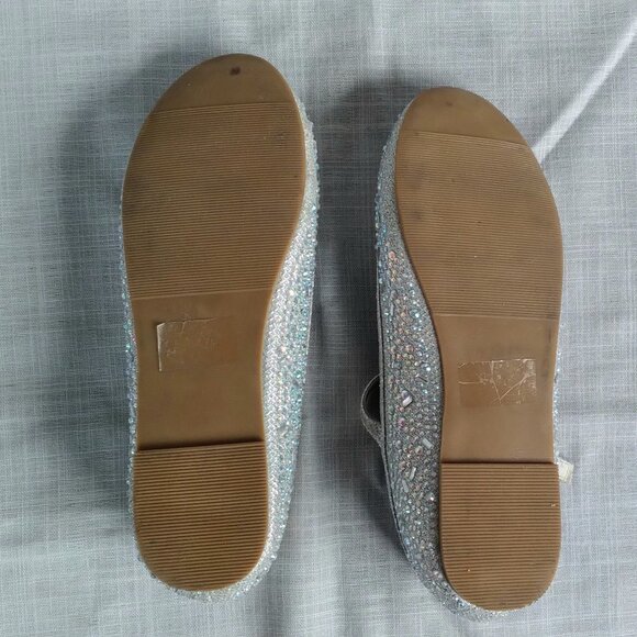 GIRLS SILVER RHINESTONE FLAT DRESSY SHOES BIG KIDS SIZE 4 - Picture 12 of 13
